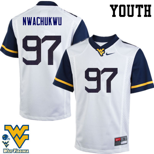 Youth #97 Noble Nwachukwu West Virginia Mountaineers College Football Jerseys-White - Click Image to Close